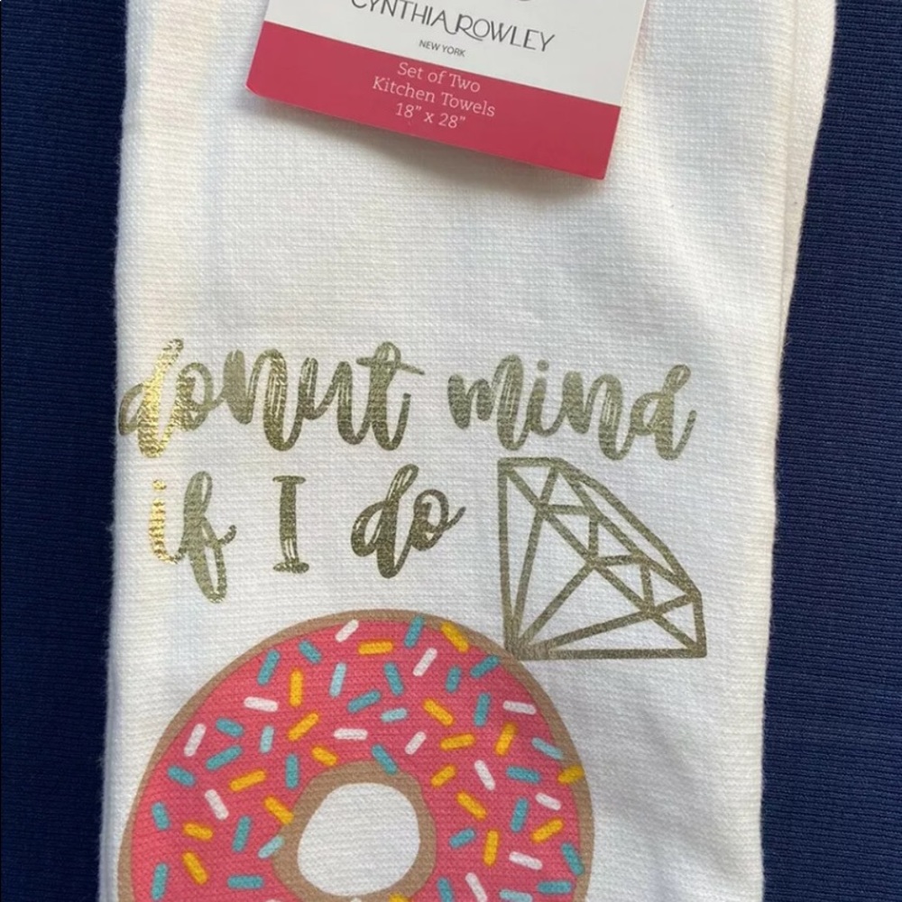2 Cynthia Rowley Donut Mind If I Do Kitchen Towels